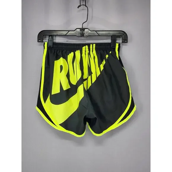 Nike Running Shorts Womens XS Neon Black Run Retro Lined Atheistic Performance - Picture 2 of 8
